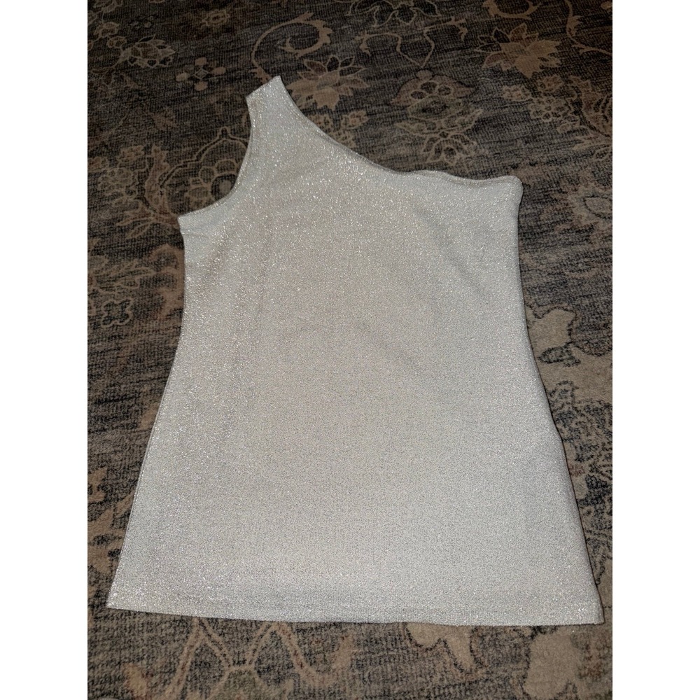 Terranova Glitter Sparkle Silver One Shoulder Tank Top